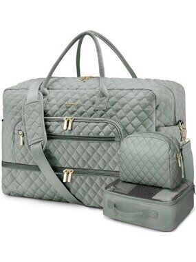 Spacious Women's Travel Duffle Bag Set with Shoe Compartment & Wet Pocket, Gym